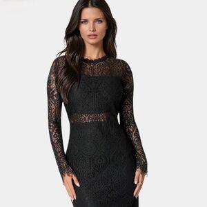 bebe Raquel Black Lace Open Back Mini Dress Size 00